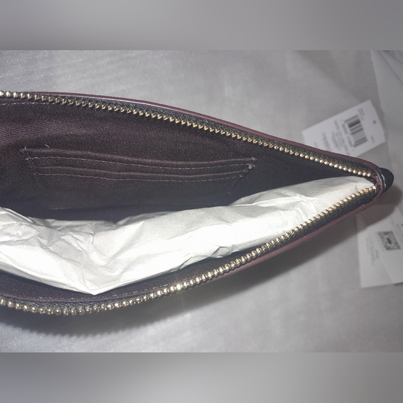 New COACH Large 7" Black Leather Heritage Wristlet (Holds Most Phones) NWT - Picture 4 of 8